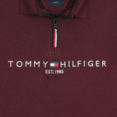 TOMMY PREMIUM SELF EMB ZIP-UP POLO SHIRT (MAROON)